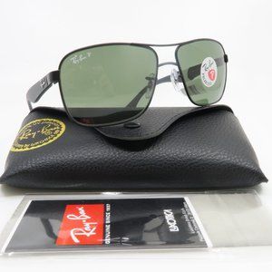RB 3516 006/9A Ray-Ban Black/ Green Polarized Pilot Sunglasses with case